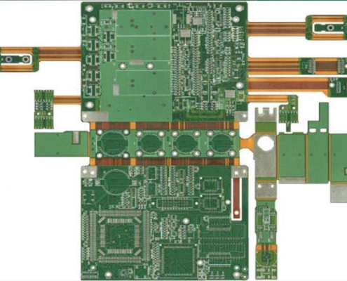 緑の Soldermask の堅い回路 PCB および coverlay の屈曲のプリント基板 495x400 -堅い屈曲 PCB